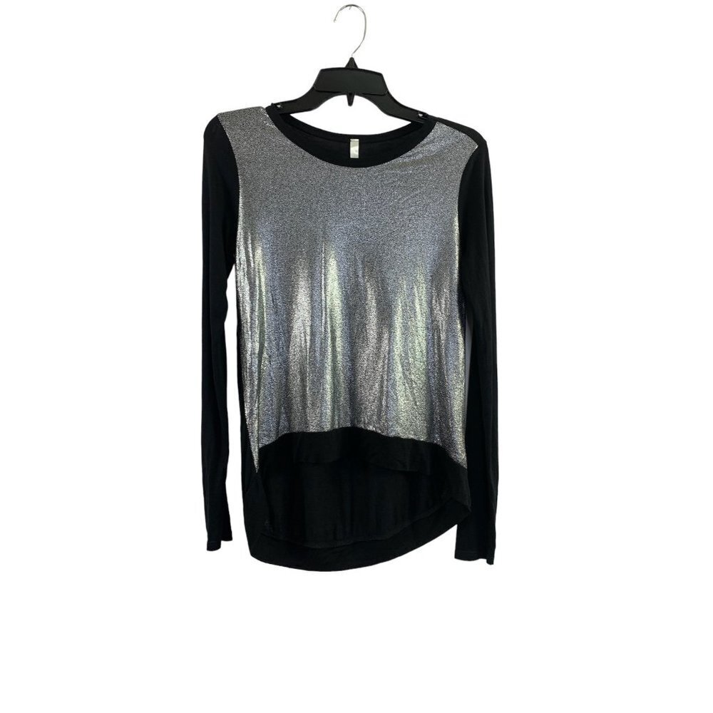 Dare Women's Silver Metallic & Black Top